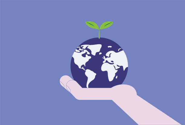 holding the earth with hands, environmental protection concept illustration - 智慧農(nóng)業(yè) 幅插畫檔、美工圖案、卡通及圖標(biāo)